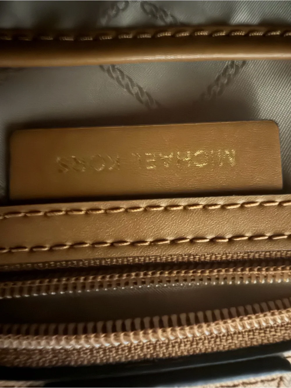 Michael Kors Cognac Saffiano Leather Satchel with Gold Charm